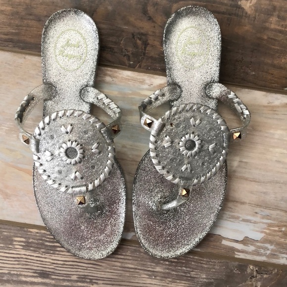 Jack Rogers | Shoes | Jack Rogers Silver Glitter Sandals Euc | Poshmark